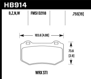 Subaru WRX STI Brake Pads - Rear - Hawk Performance - HP Plus - 2018 Subaru WRX STI Brake Pads - Rear - Hawk Performance - HP Plus - 2018
